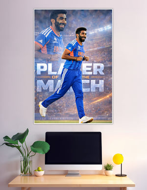 India cricket player of the match smiling in blue jersey