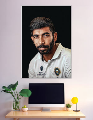 Indian cricket player portrait in BCCI whites ICC WTC Final