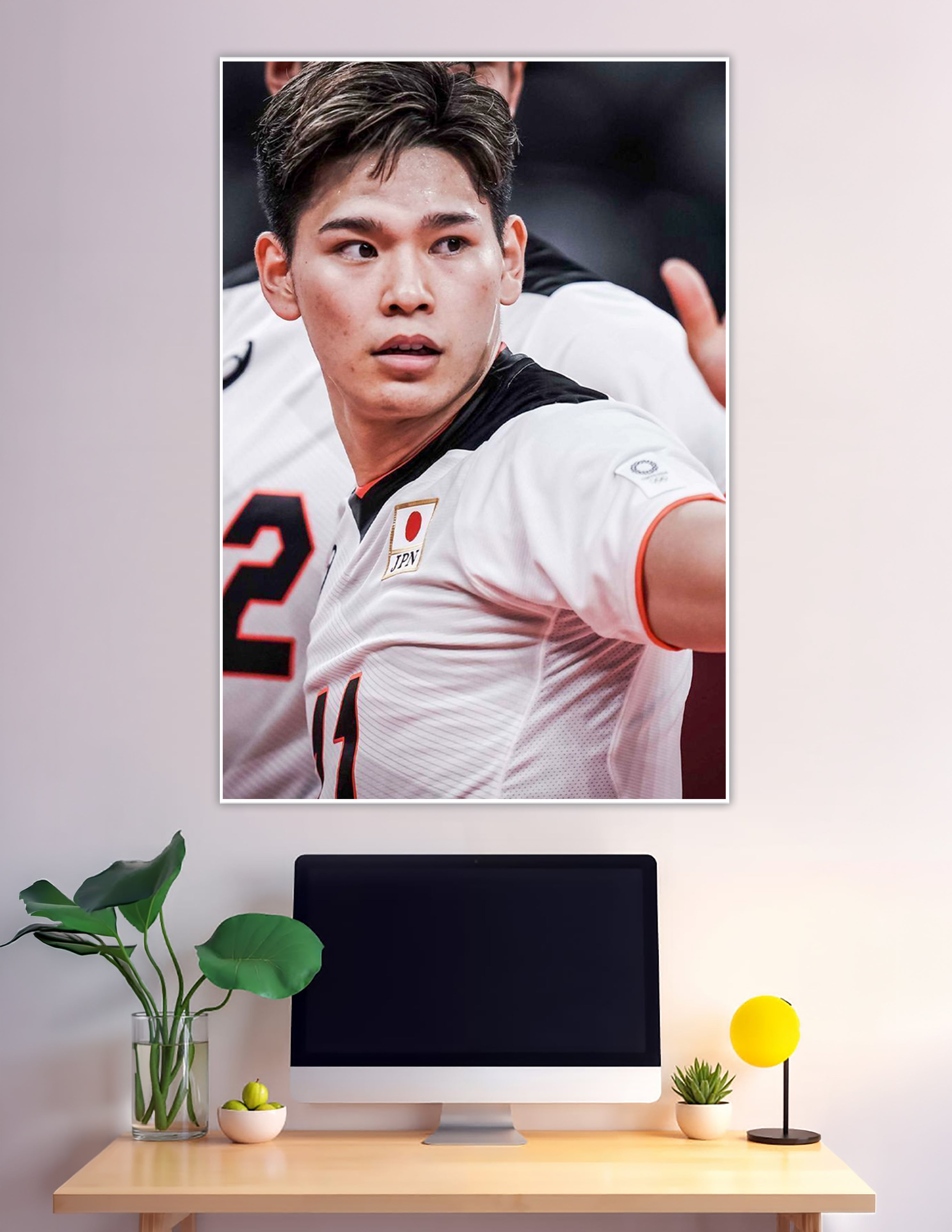 Japan national volleyball player in JPN Olympic jersey action
