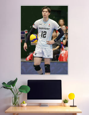 Japan Suntory volleyball player number 12 holding Mikasa ball