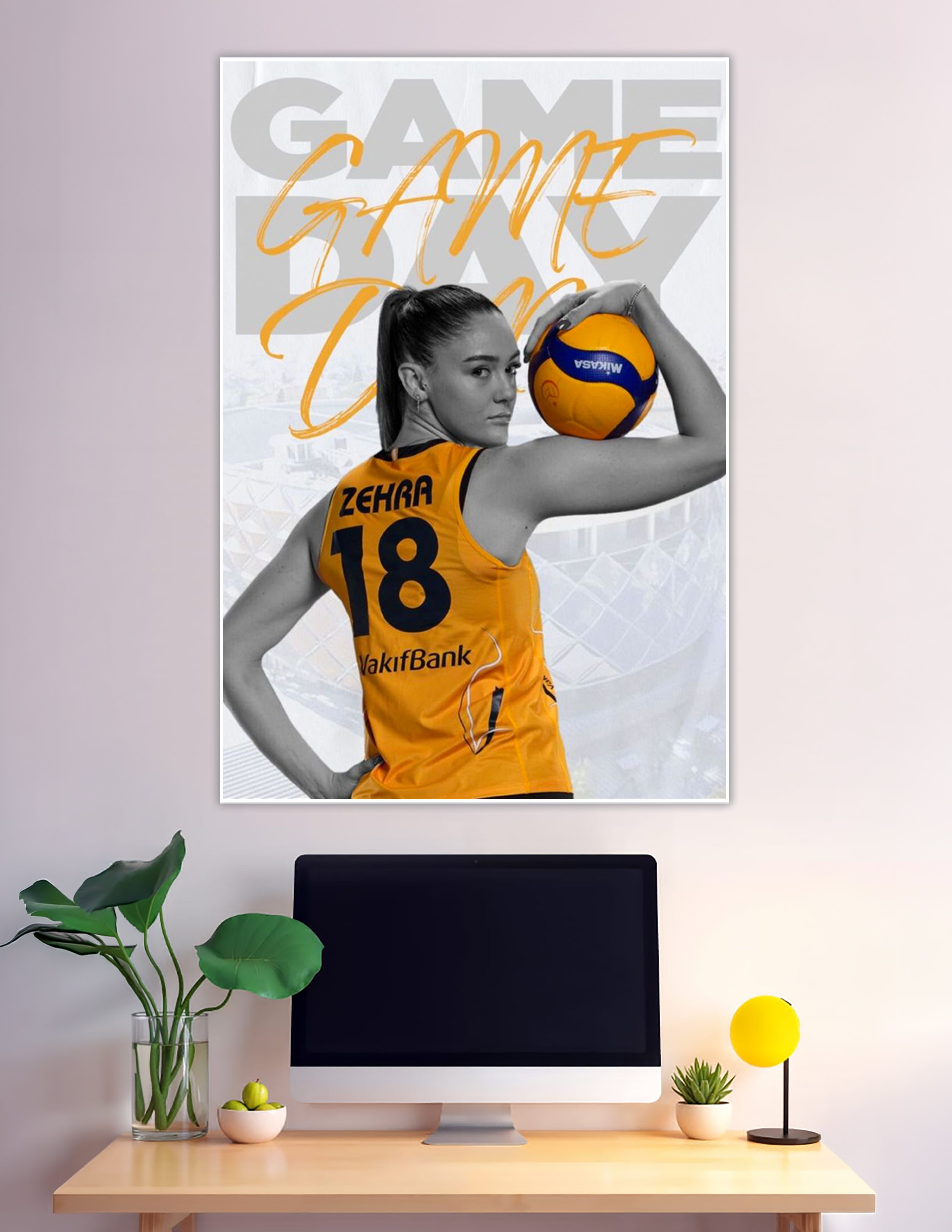 Game Day volleyball poster featuring Zehra number 18 VakifBank