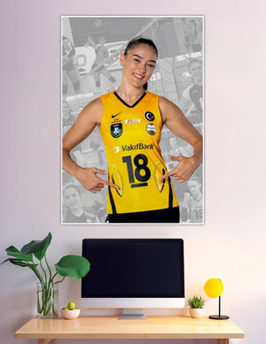 VakifBank volleyball player number 18 yellow Nike jersey poster