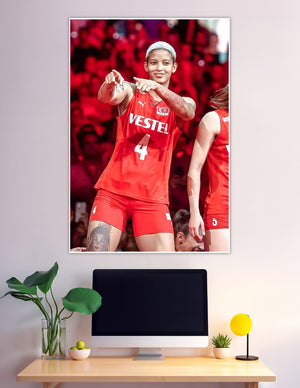 Turkey volleyball player number 4 pointing in red jersey