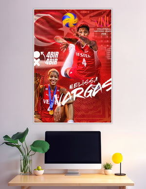 Melissa Vargas Turkey number 4 VNL volleyball spike poster