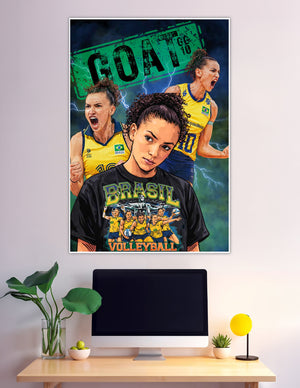 GOAT Brasil women's volleyball player number 10 illustrated poster