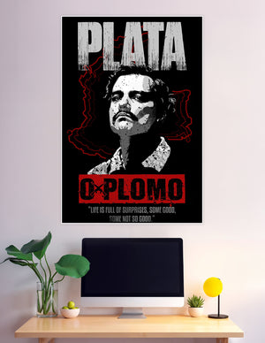 Plata O Plomo Narcos graphic poster black red artwork