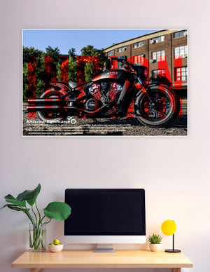 Indian Scout motorcycle red and black dramatic poster