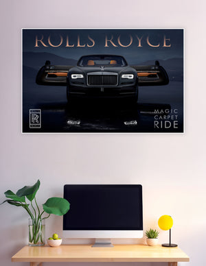 Rolls Royce Wraith black luxury car poster night backdrop