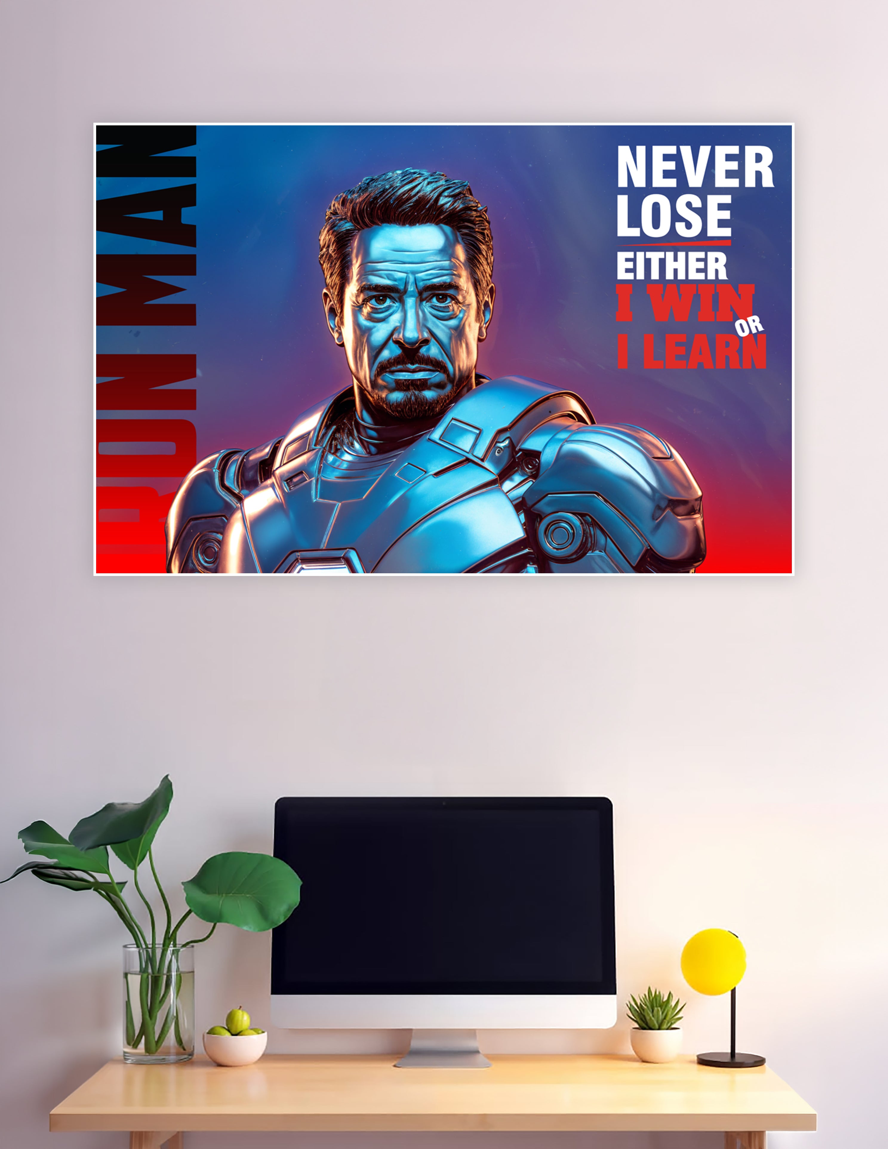 Iron Man Tony Stark motivational quote poster red blue