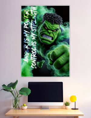 Hulk green smoke anger power motivational quote poster