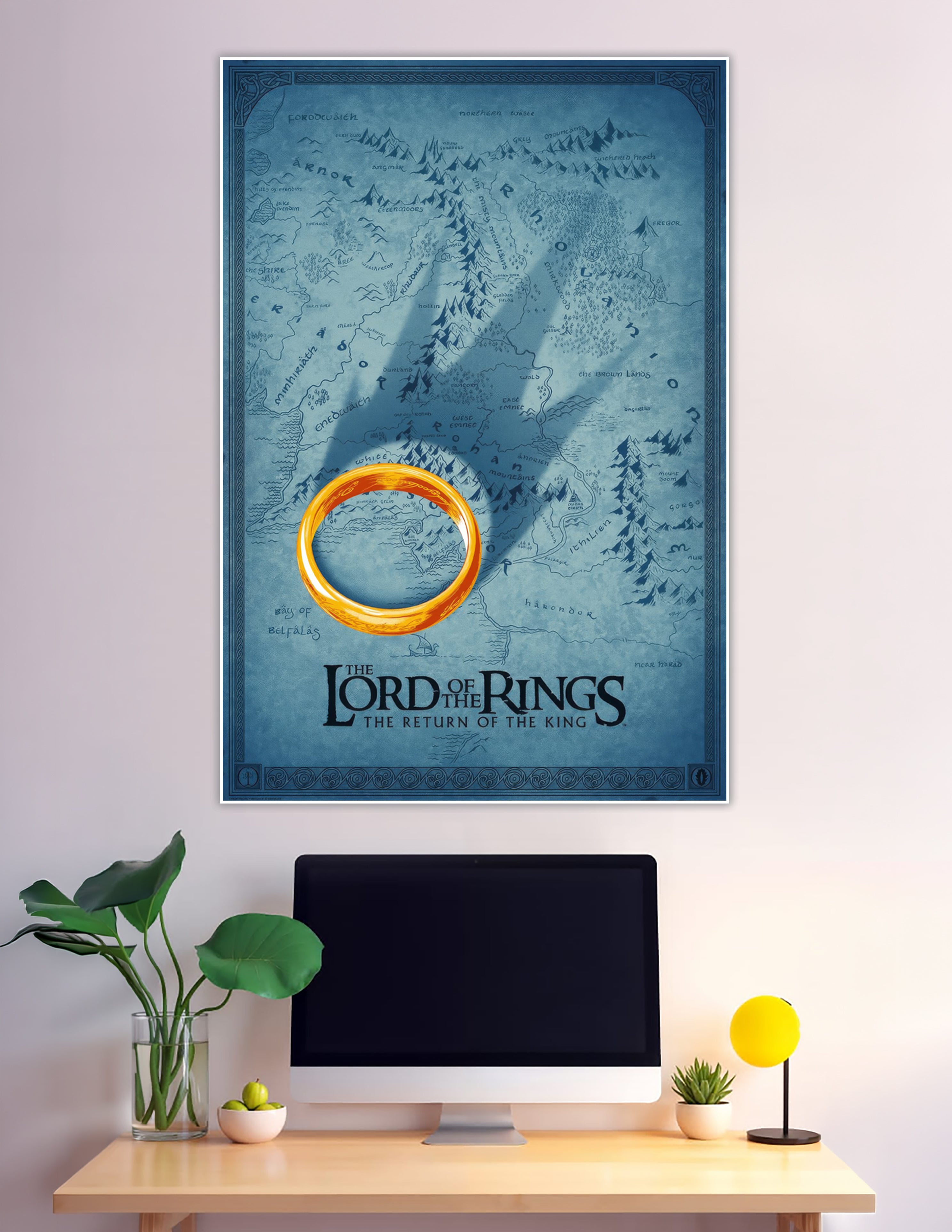 Lord of the Rings One Ring over Middle-Earth map poster