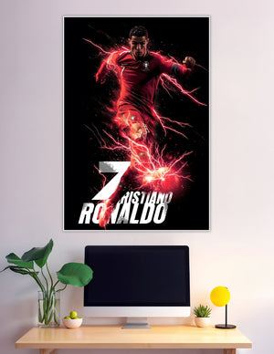 Cristiano Ronaldo CR7 Portugal jersey red lightning poster