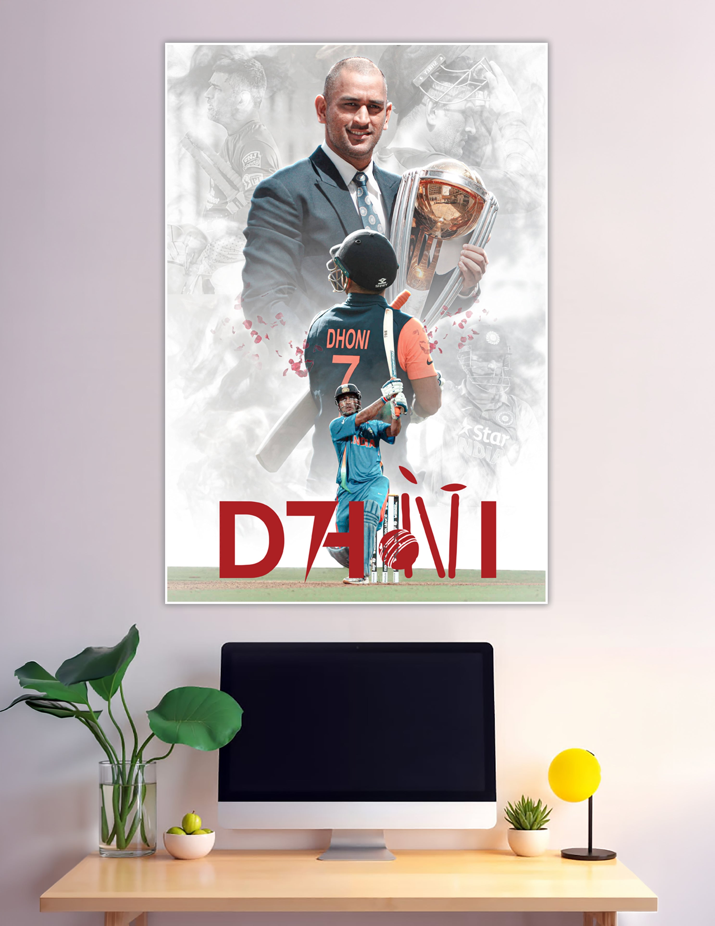 MS Dhoni number 7 India cricket legend tribute poster