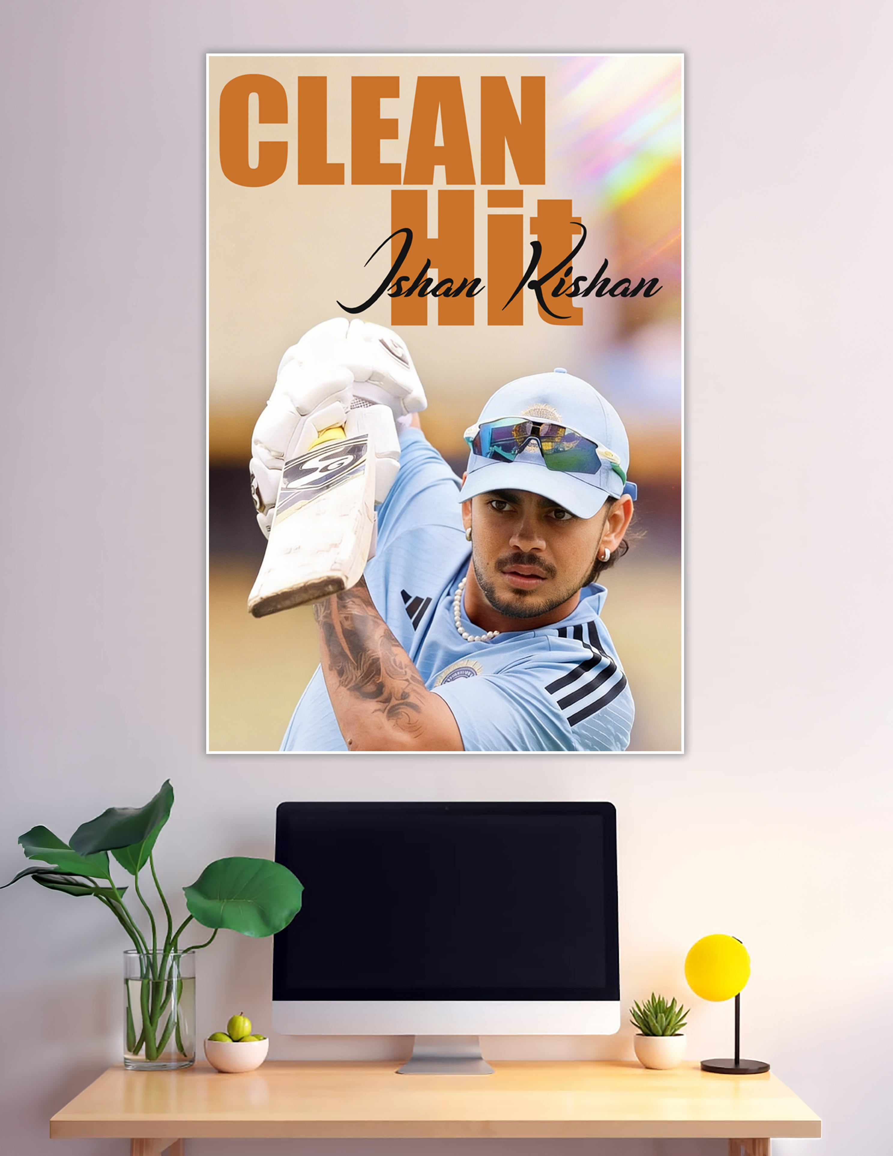 Ishan Kishan batting action Team India cricket poster