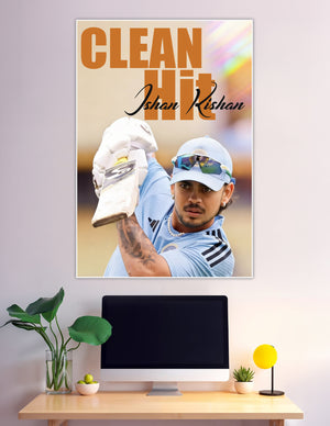 Ishan Kishan batting action Team India cricket poster