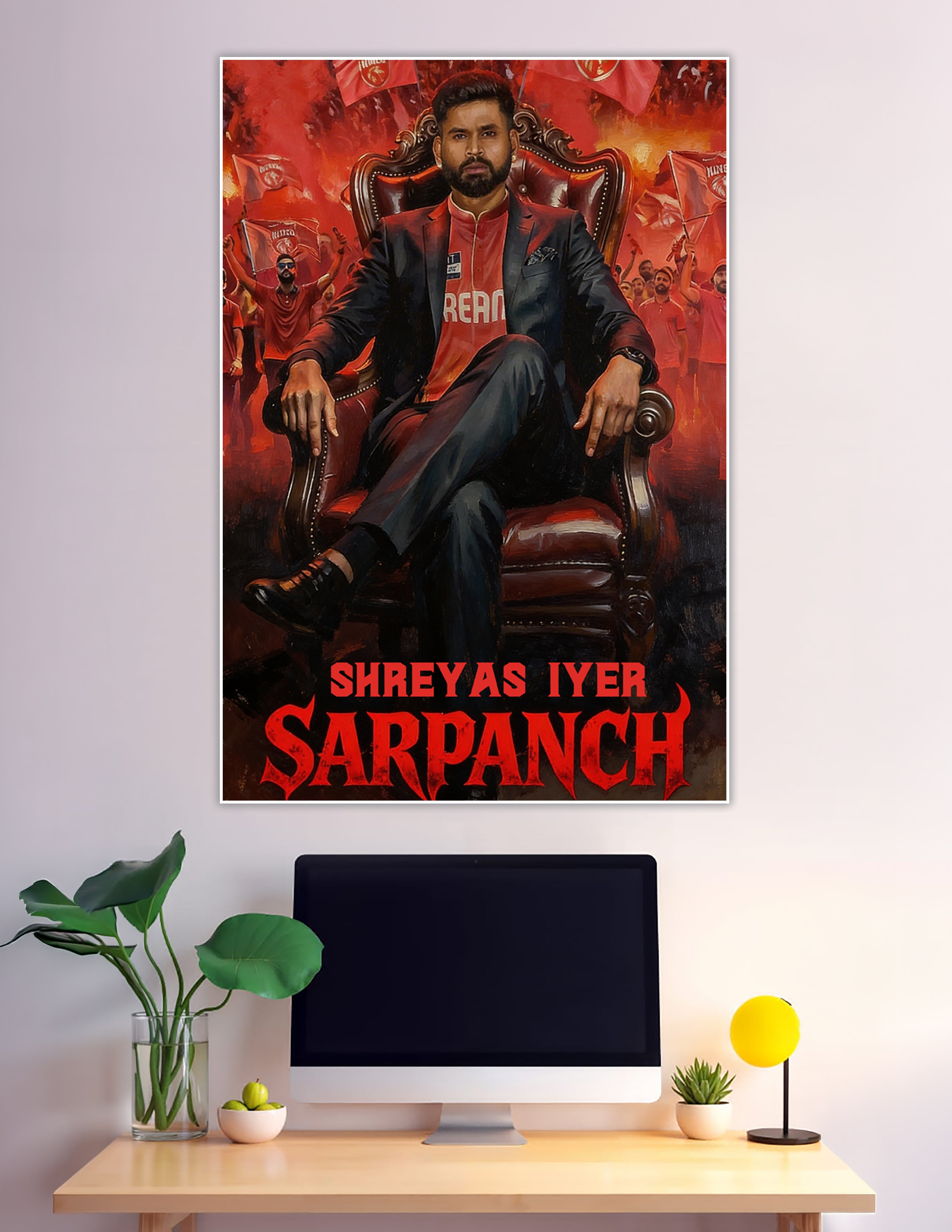 Shreyas Iyer Sarpanch IPL Punjab Kings fan art poster