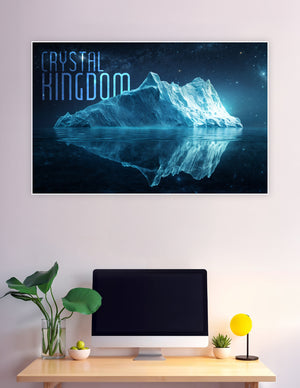 Glowing iceberg under starry night sky Crystal Kingdom poster
