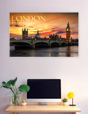 London Big Ben Westminster Bridge dramatic sunset poster