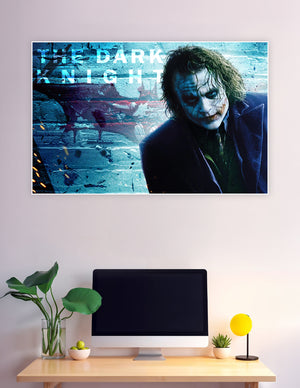 The Dark Knight Joker poster with blue gritty background