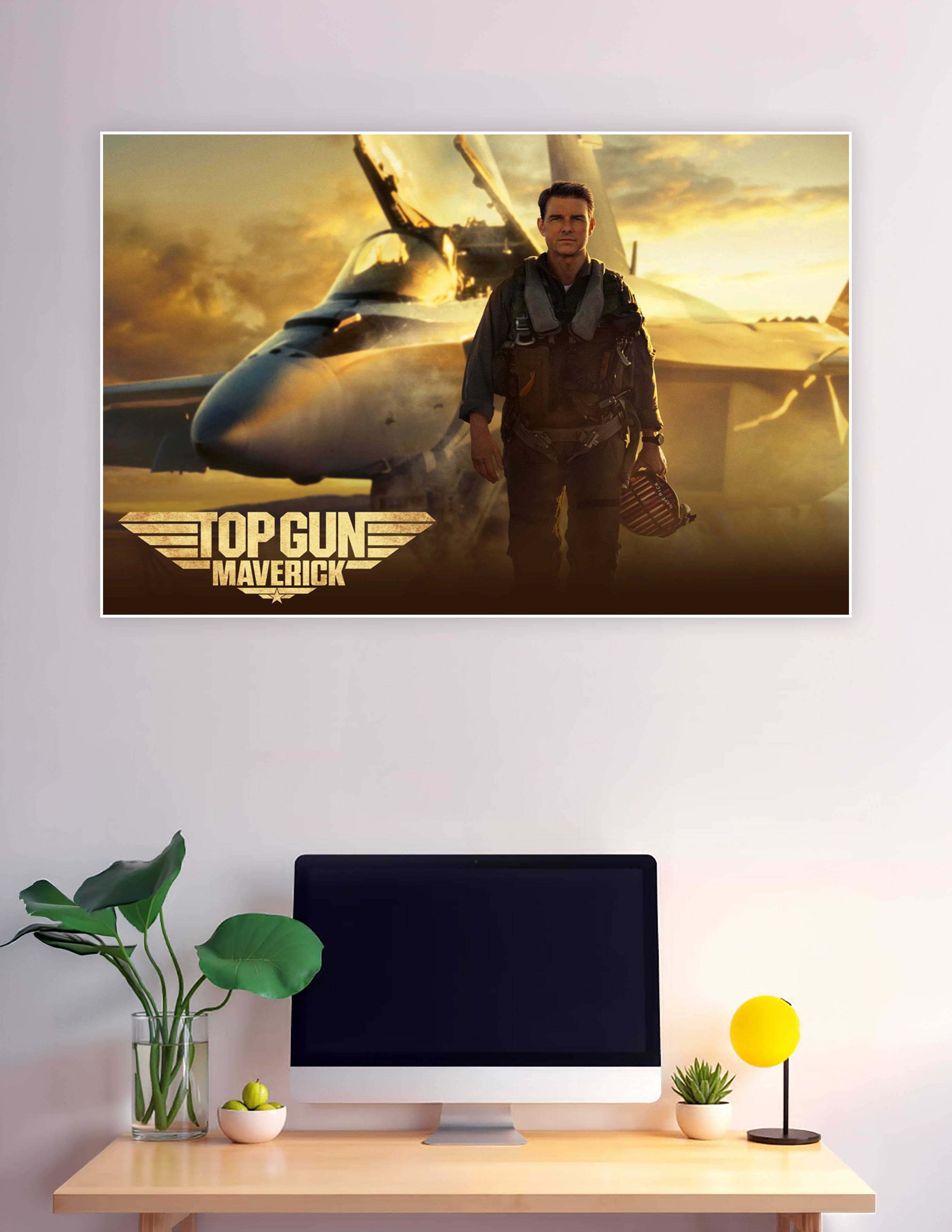 Top Gun Maverick poster pilot standing before fighter jet