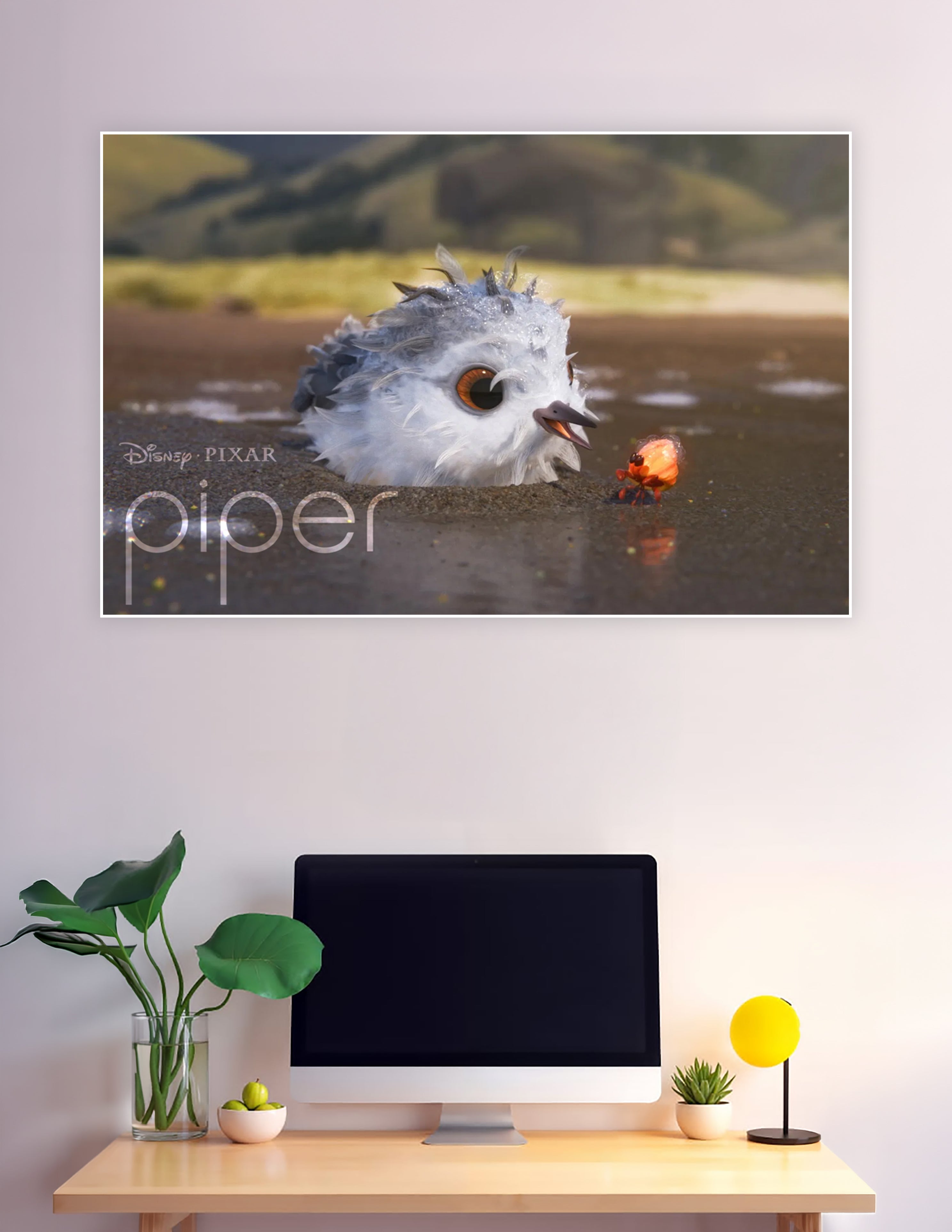 Disney Pixar Piper fluffy sandpiper chick meets glowing crab