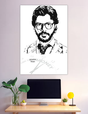 Black and white stencil portrait poster time greater than money