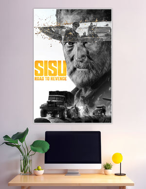 Sisu Road to Revenge black and white action movie poster