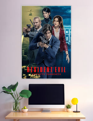 Resident Evil Infinite Darkness poster with Leon and Claire