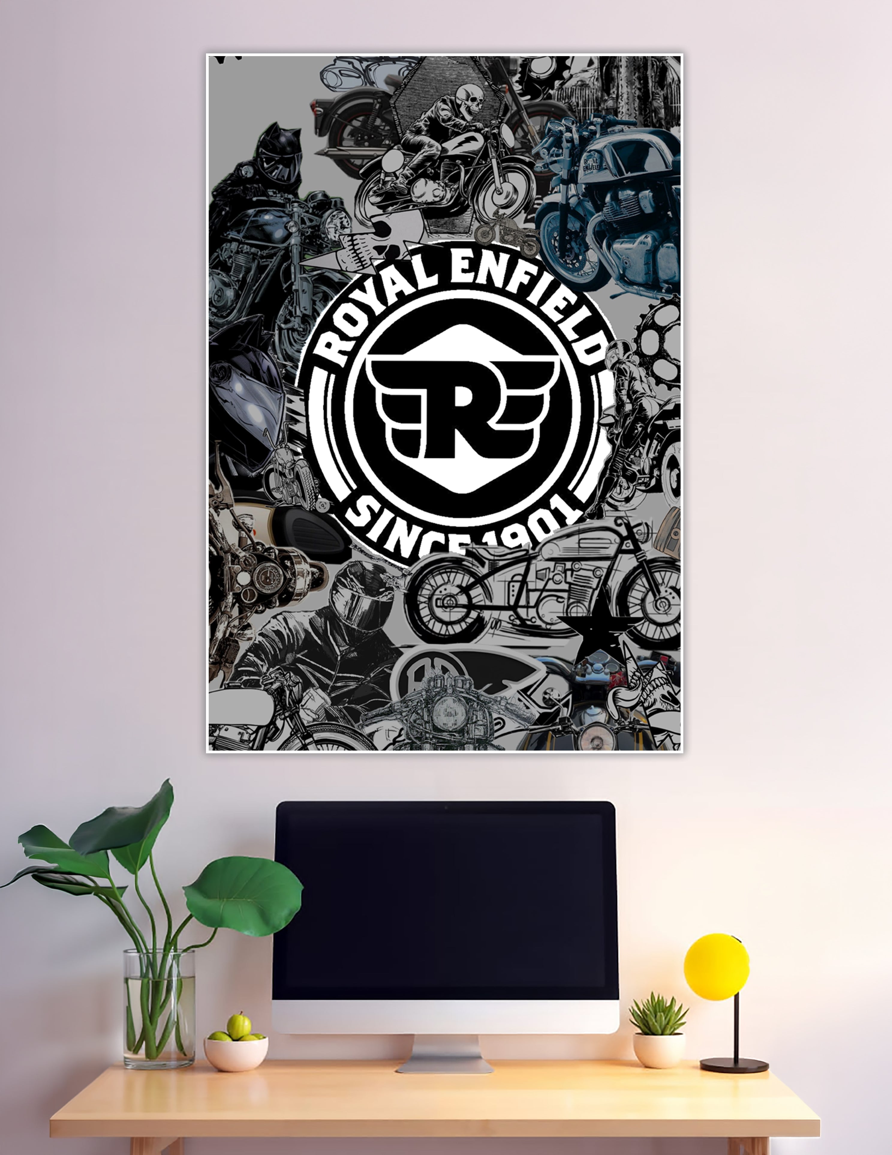 Royal Enfield since 1901 motorcycle collage art poster