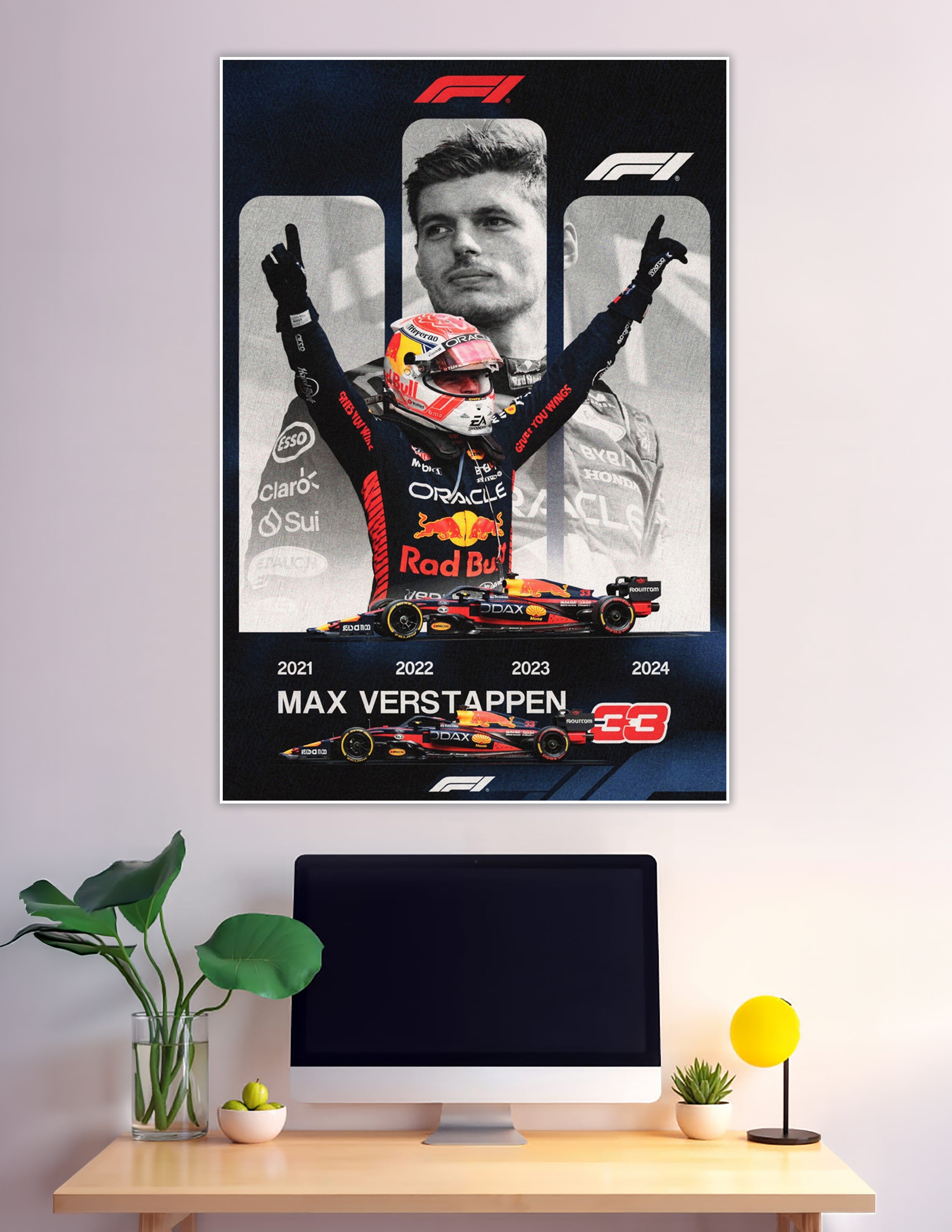 Max Verstappen F1 four-time world champion Red Bull poster