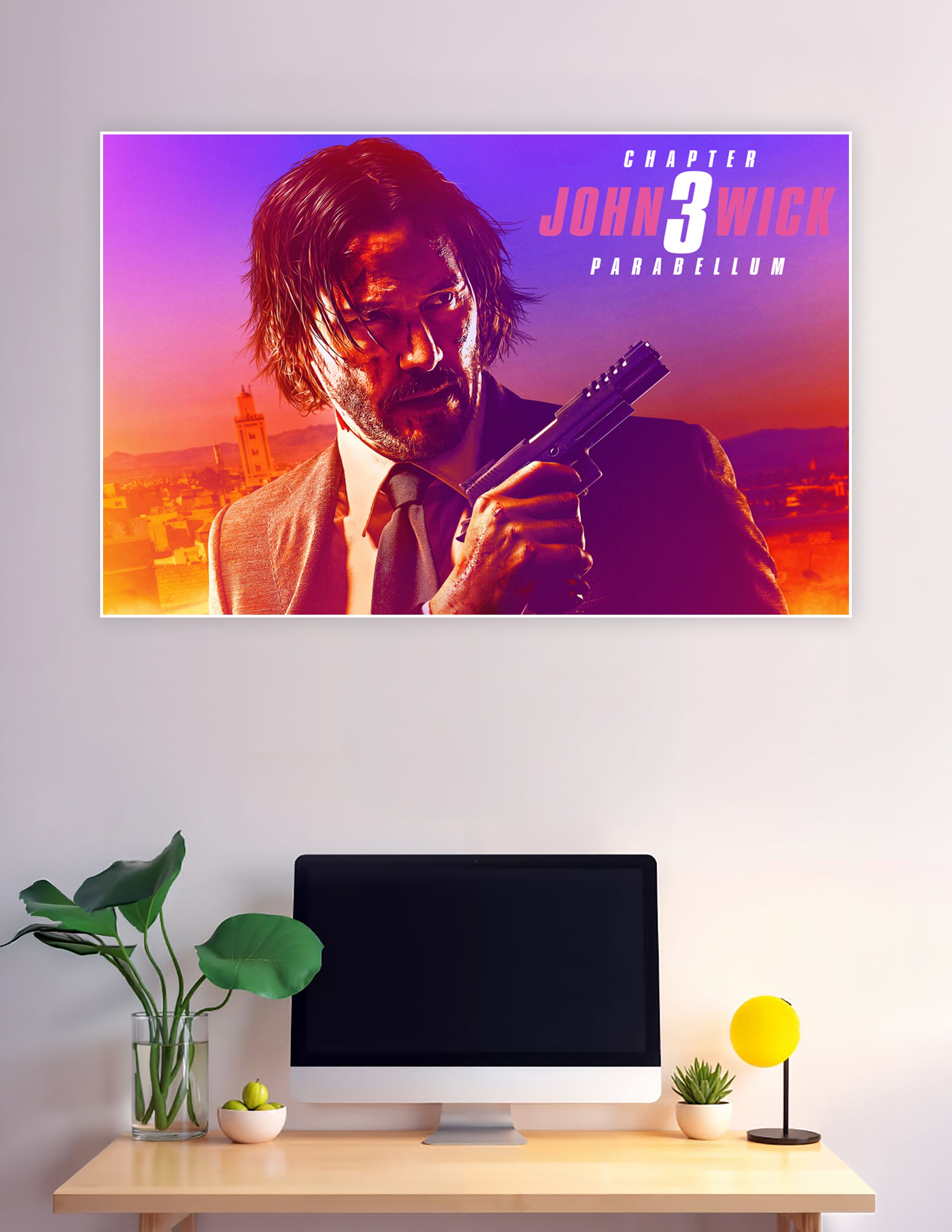 John Wick Chapter 3 Parabellum action movie poster neon