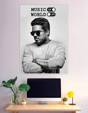 Black and white music on world off attitude poster