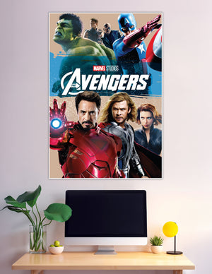 Marvel Studios The Avengers movie poster featuring Iron Man, Thor, Hulk, Captain America, Black Widow, Hawkeye, and Nick Fury