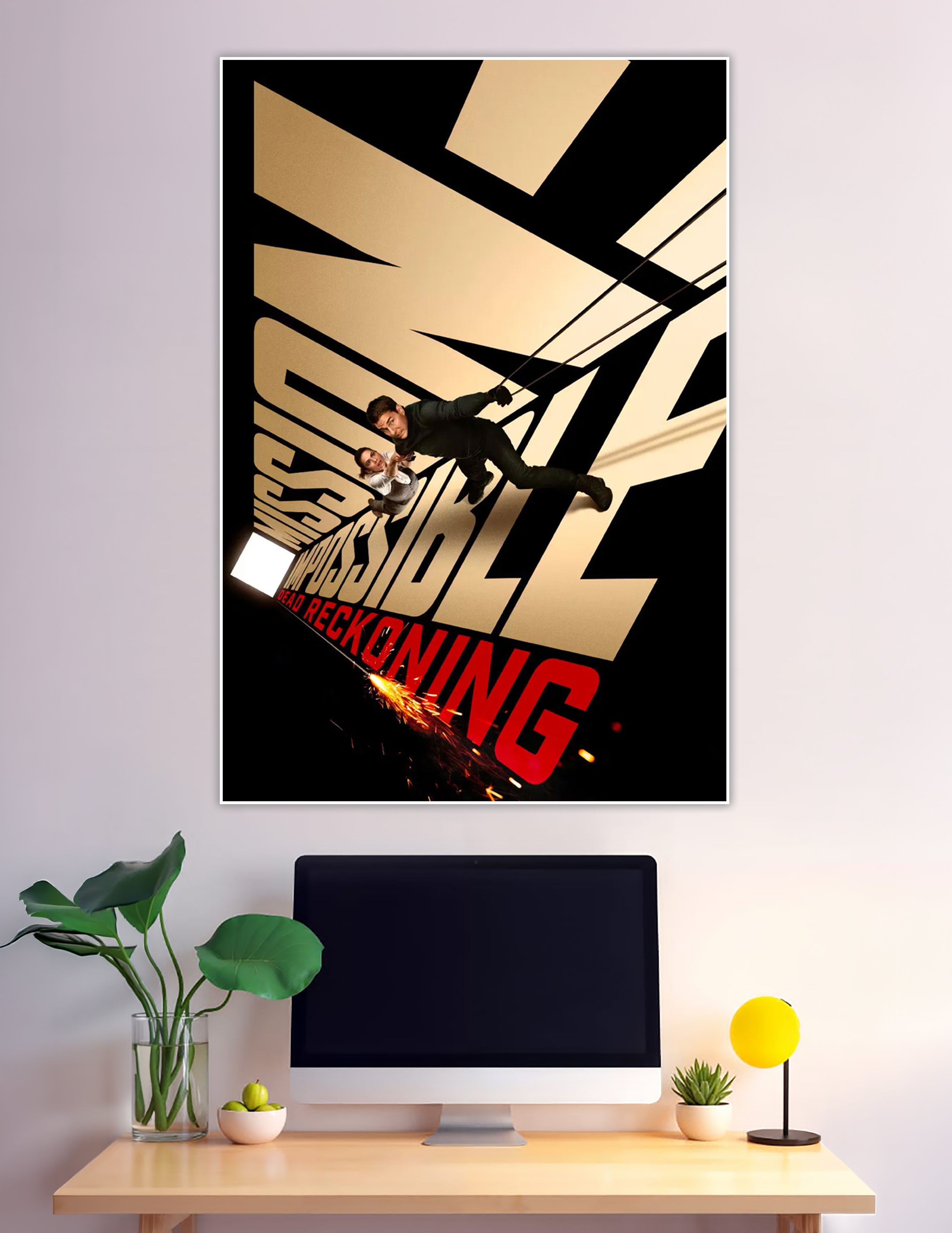 Mission Impossible Dead Reckoning action movie poster with sparks