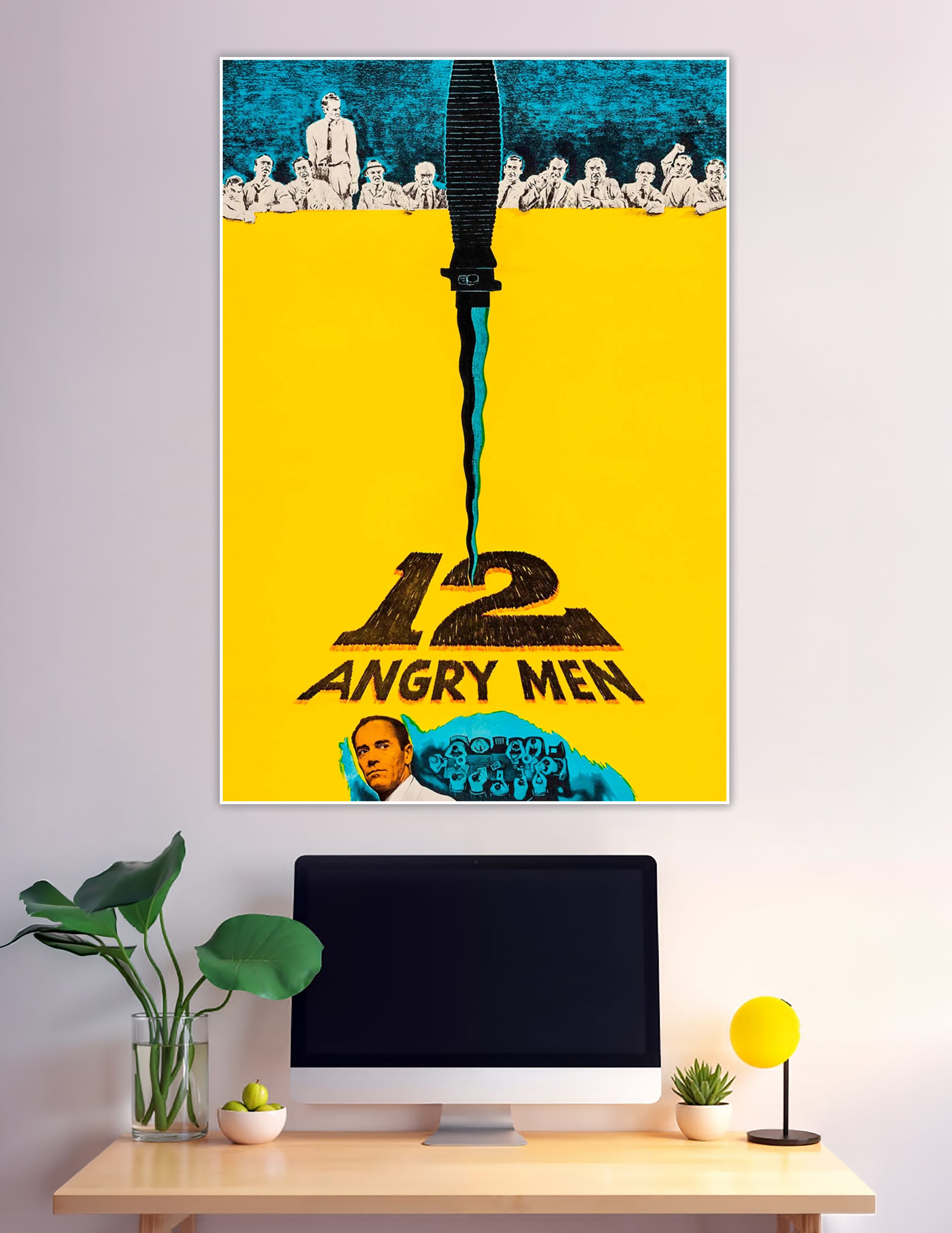 12 Angry Men 1957 vintage movie poster yellow knife jury