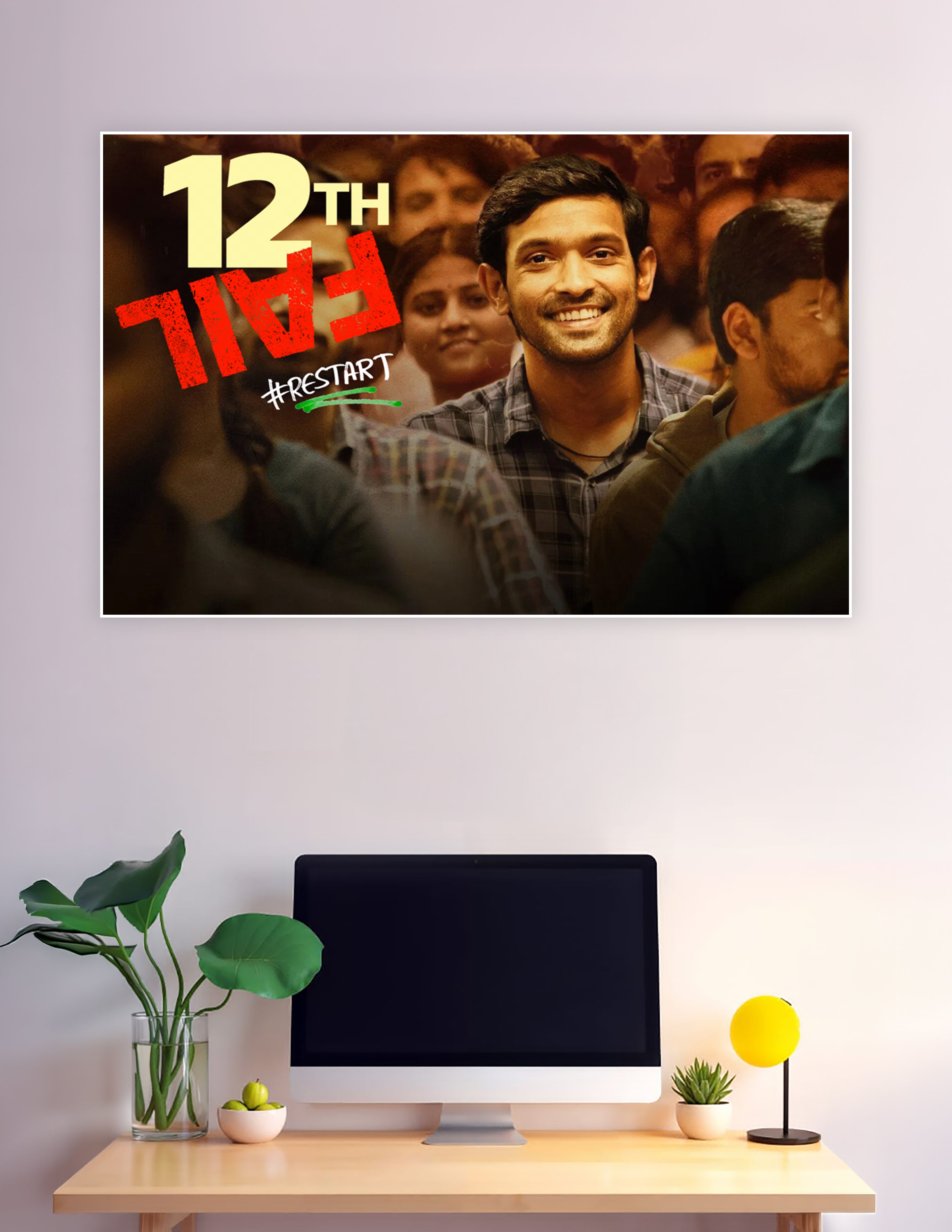 12th Fail Restart Bollywood movie poster smiling young man