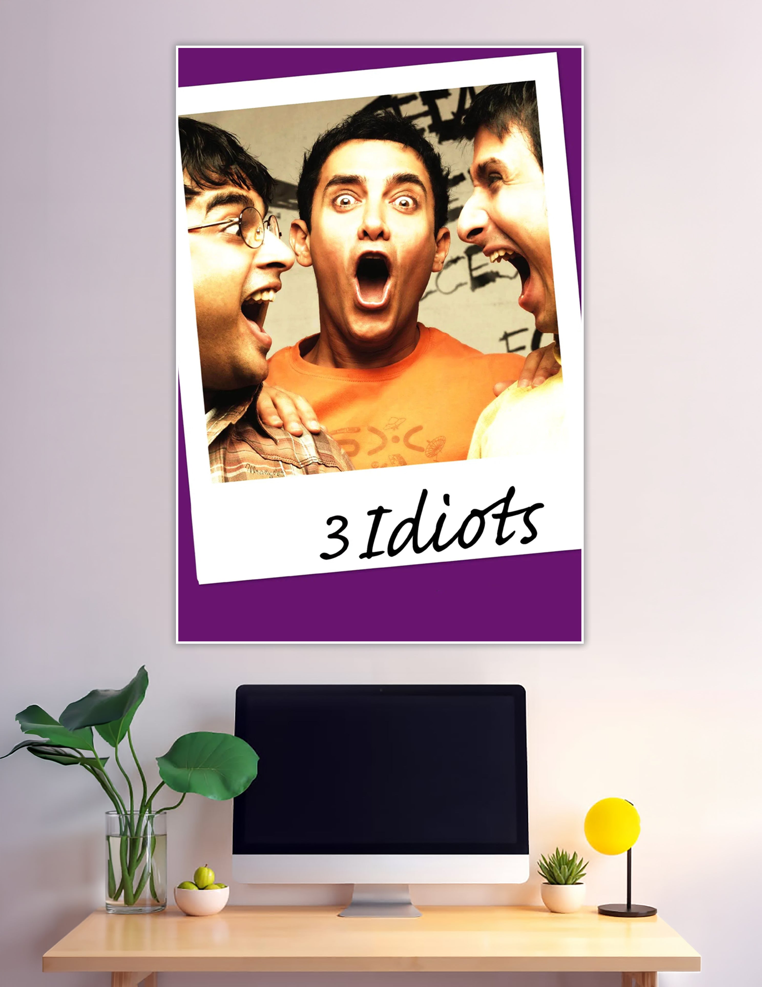 3 Idiots Bollywood movie poster with three laughing friends