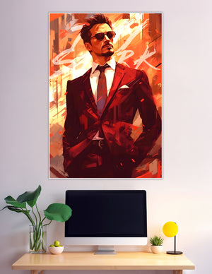 Tony Stark red suit digital fan art poster
