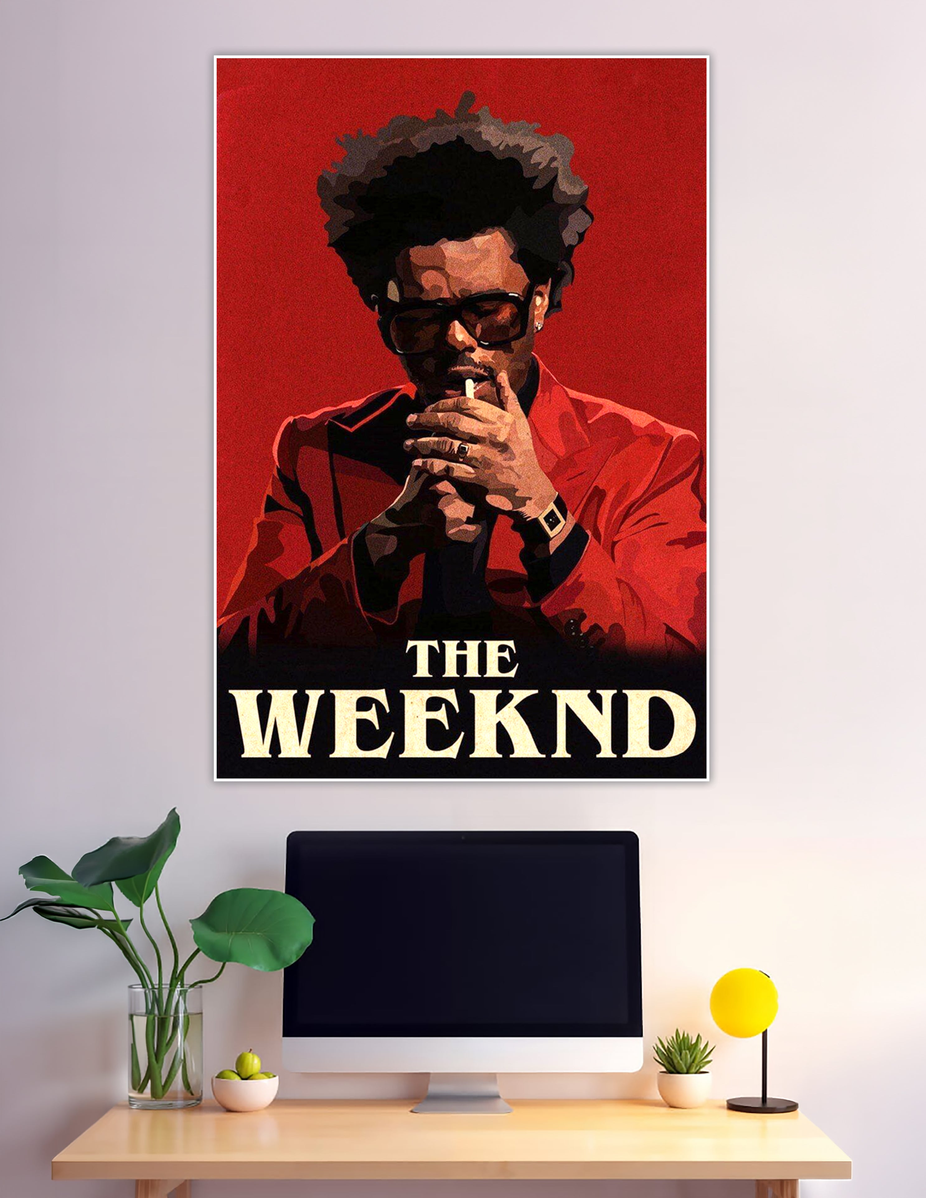 The Weeknd bold red illustrated graphic art poster
