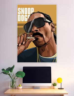 Snoop Dogg vector illustration poster with gold background