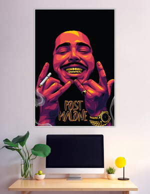 Post Malone bold pop art illustration poster black background