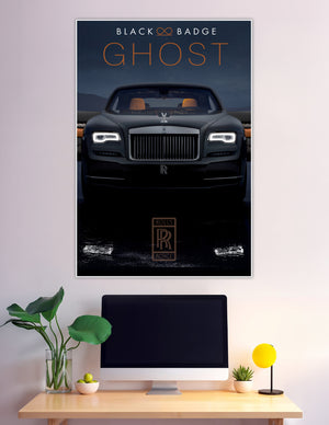 Rolls-Royce Black Badge Ghost front view midnight poster
