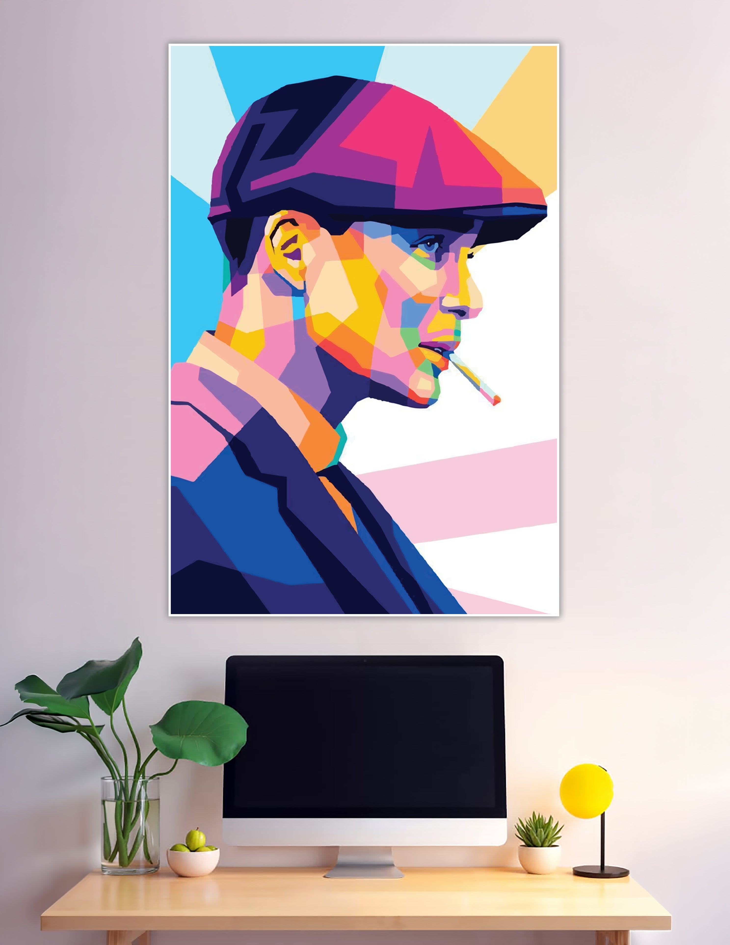Colorful WPAP geometric pop art man flat cap poster