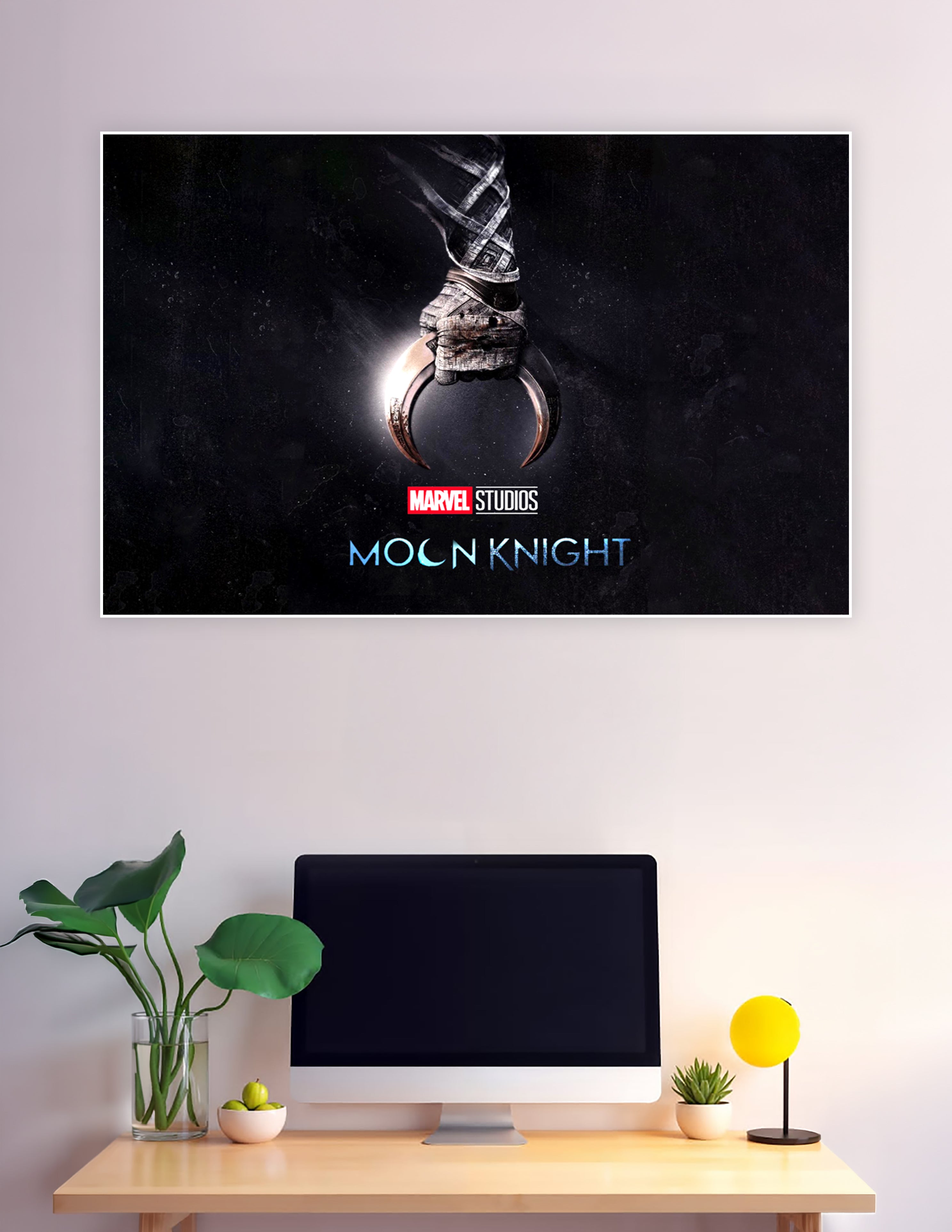 Moon Knight Marvel Studios poster with crescent weapon