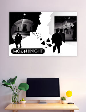 Moon Knight dual silhouette black white Marvel art poster