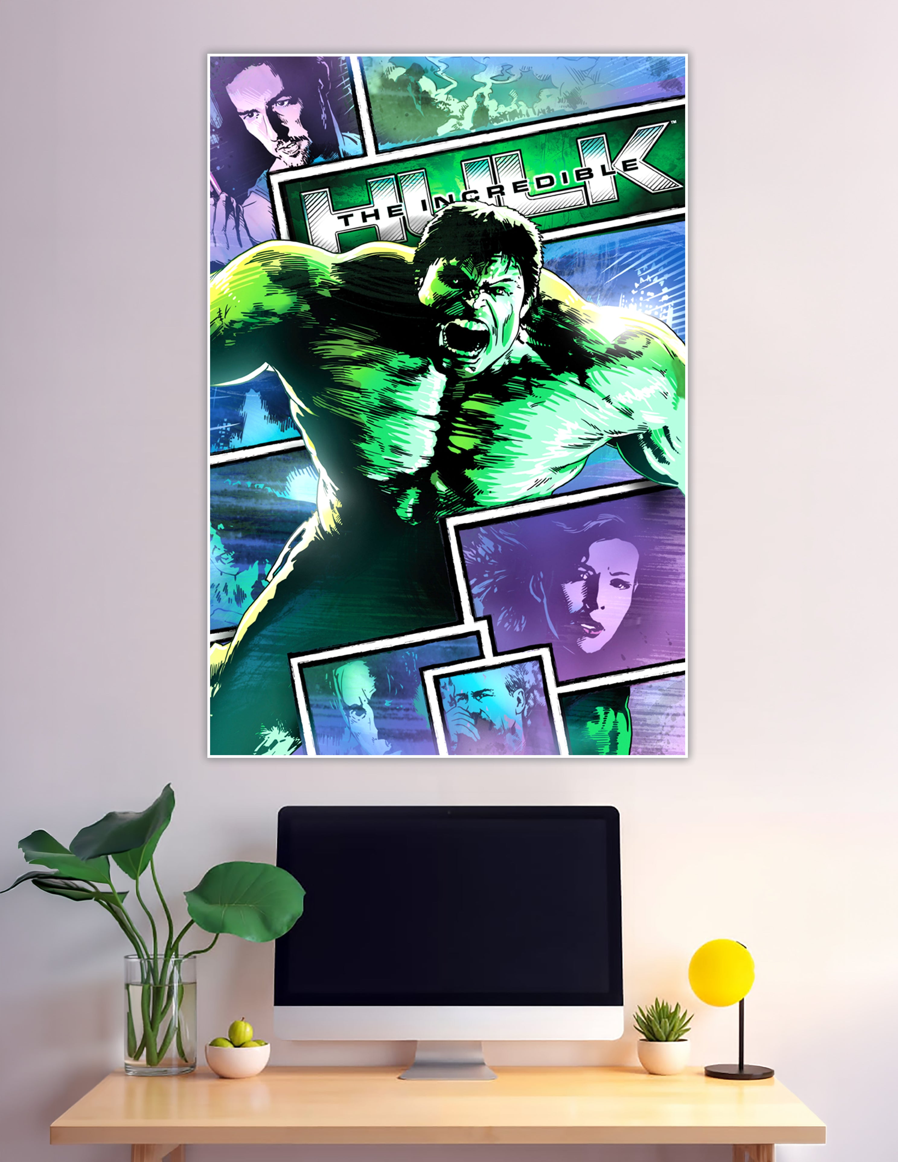 The Incredible Hulk roaring comic book style poster