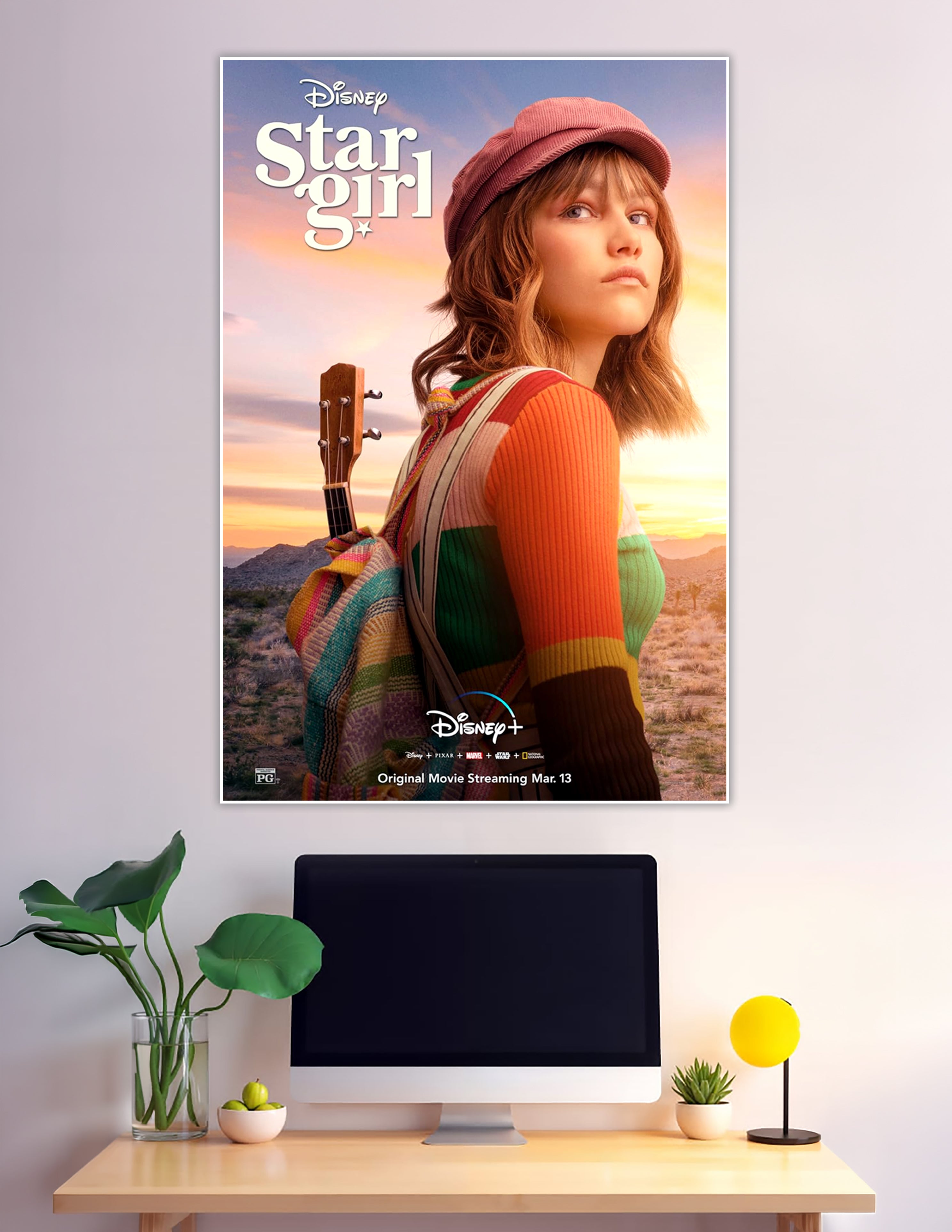 Disney Stargirl girl with ukulele desert sunset poster