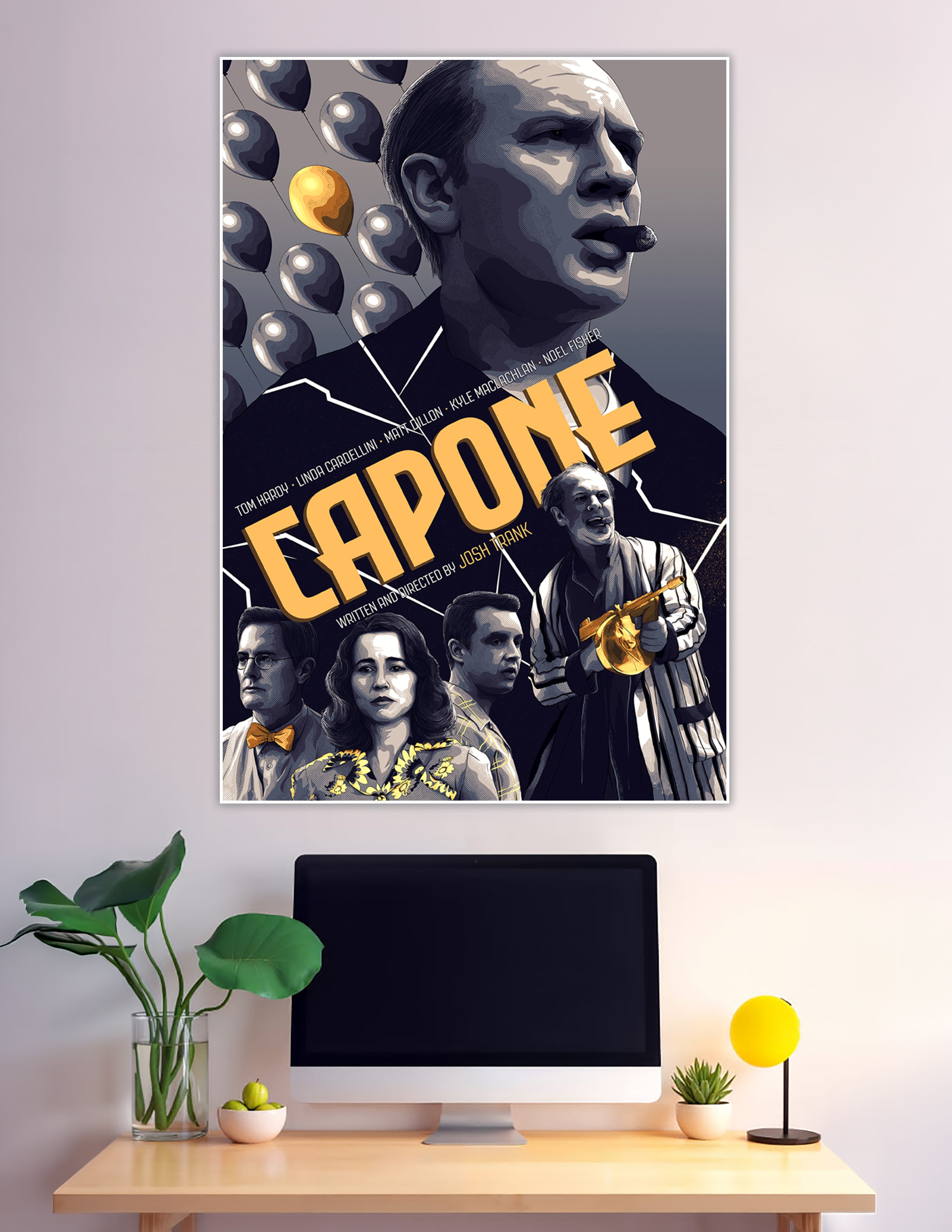 Capone movie poster featuring Tom Hardy illustrated noir art