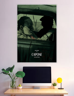 Illustrated Capone movie poster with Tom Hardy noir style