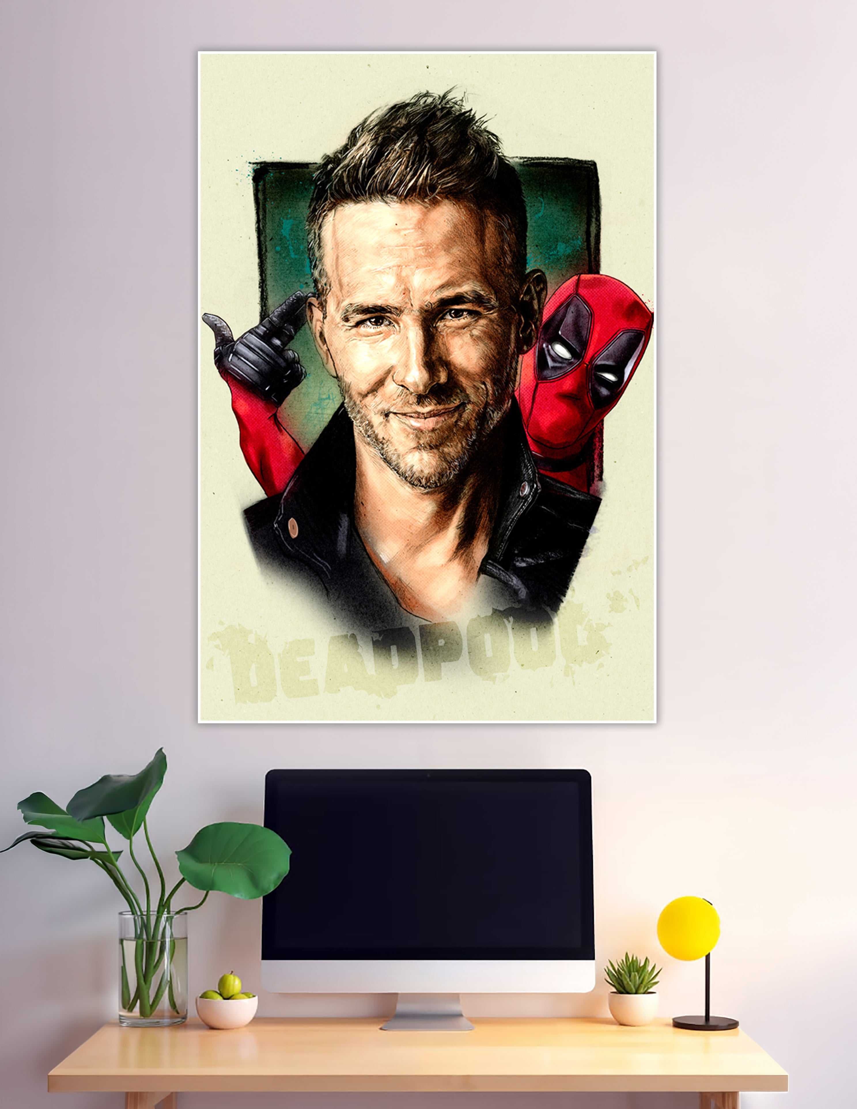 Deadpool Ryan Reynolds illustrated fan art portrait poster